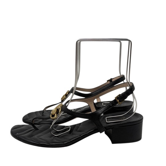 Gucci Marmont GG Black Matelasse Block Heel Sandals Size 41.5 - Picture 6 of 11